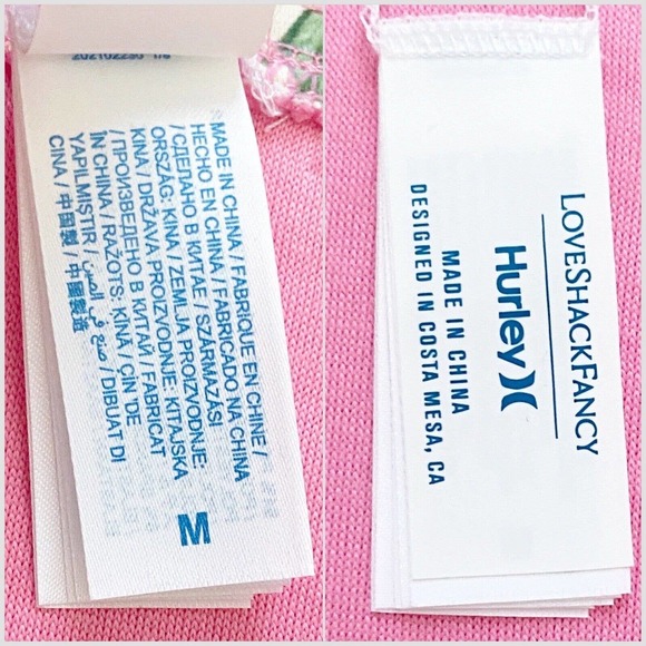 LoveShackFancy x Hurley Hoodie Hawaiian Hibiscus Pink Terry Zip Up Medium New - Picture 12 of 12